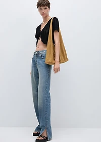 Medium-rise straight jeans with slits