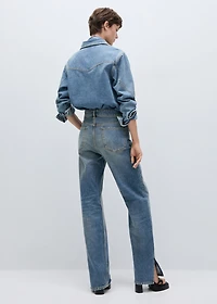 Medium-rise straight jeans with slits