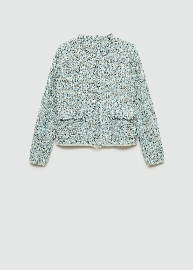 Tweed jacket with frayed ends