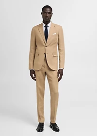 100% linen slim-fit suit pants
