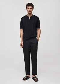 Ribbed knit polo shirt
