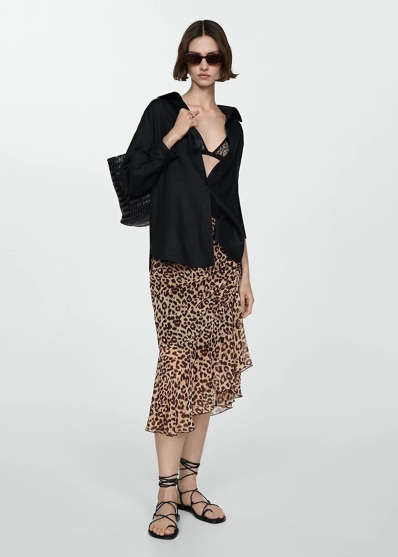 Leopard-print gathered skirt