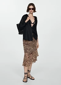 Leopard-print gathered skirt