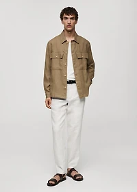 100% linen overshirt with pockets
