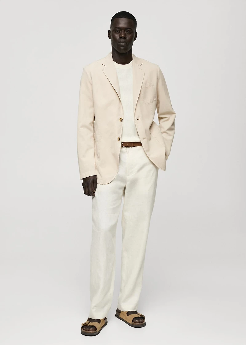 Washed-effect cotton-linen blazer