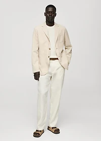 Washed-effect cotton-linen blazer