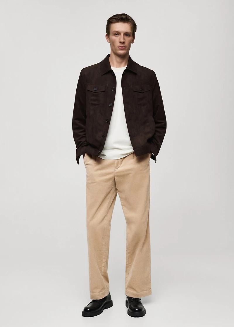 Corduroy straight-fit pants