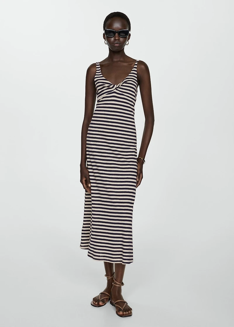 Linen dress with knot detail