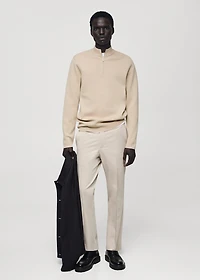 Medium-knit sweater with zip-up perkins neck