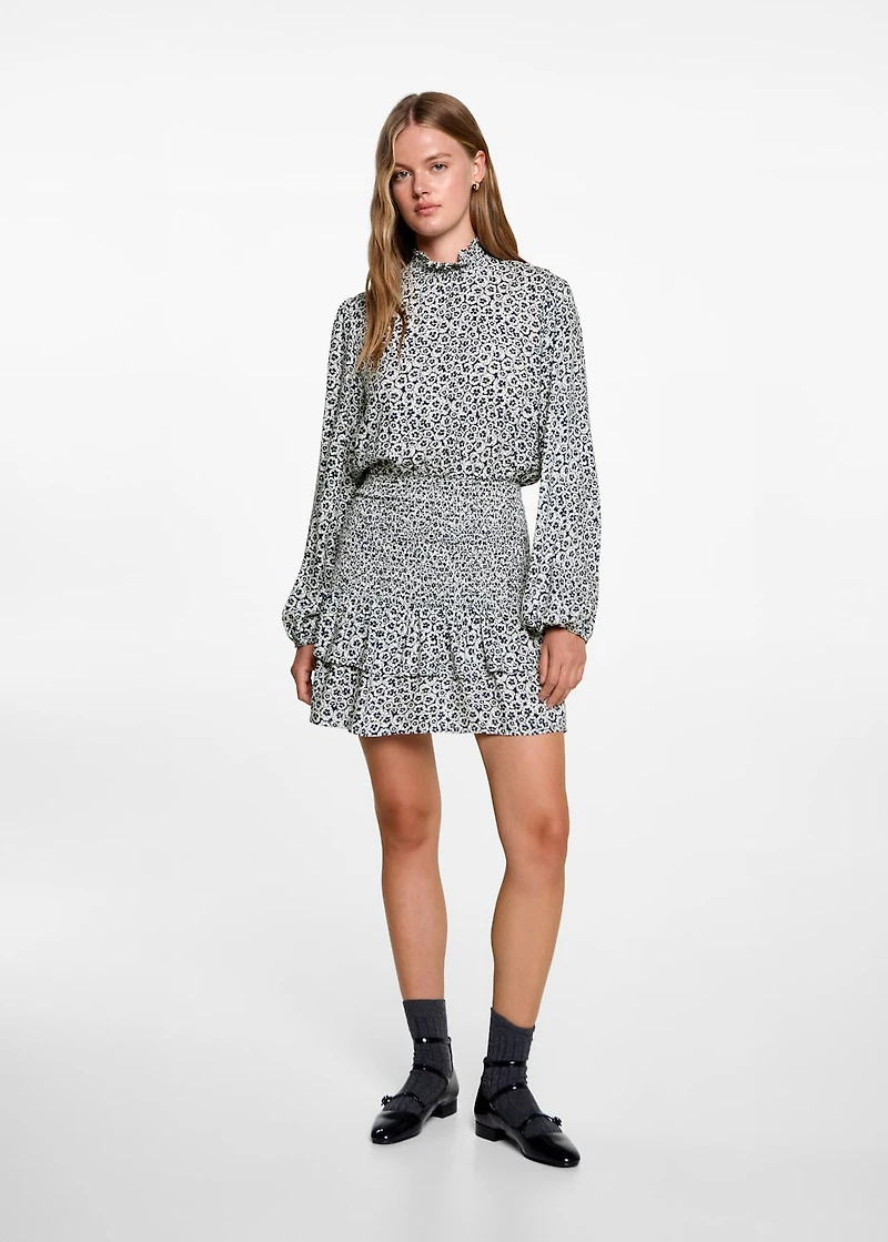 Ruffled floral print dress