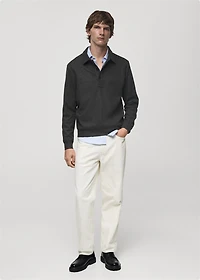 Regular fit sweatshirt-fabric polo shirt