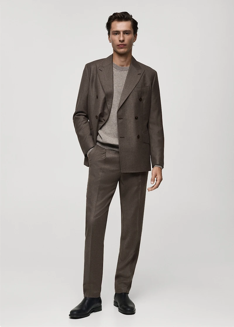100% Italian virgin wool flannel suit pants