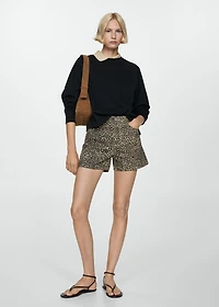Leopard-print straight shorts