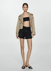 High-waisted mom-fit denim shorts