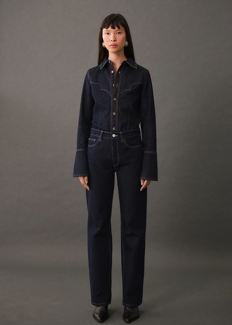 Denim shirt with seams