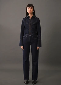 Denim shirt with seams