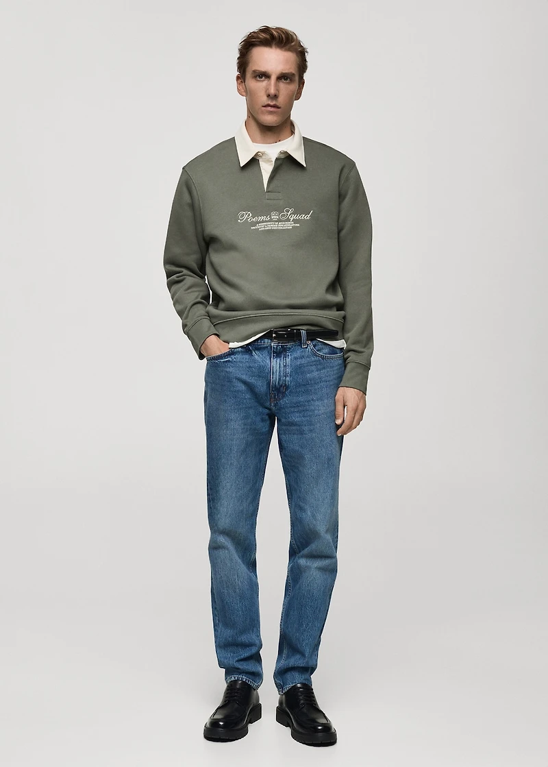 Polo sweatshirt with front text