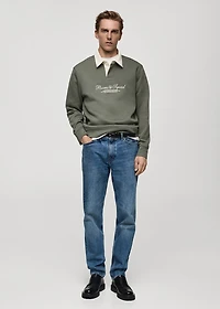 Polo sweatshirt with front text