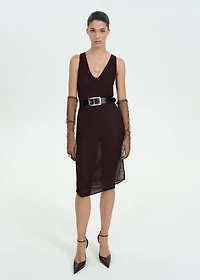 Lurex knit dress with lace accents