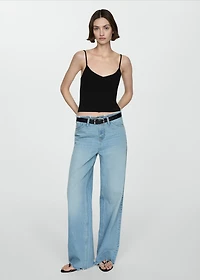 Ribbed top with thin straps