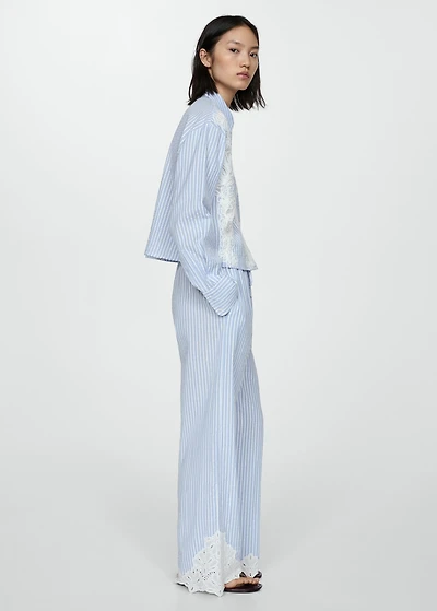 Embroidered striped pants