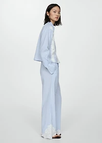 Embroidered striped pants