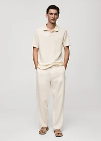 Regular-fit textured knitted polo shirt