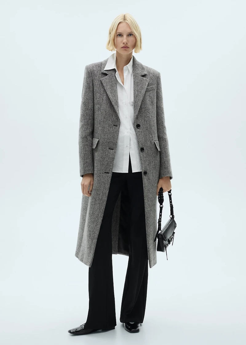 Flecked wool-blend coat