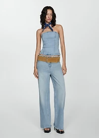 Denim strapless top