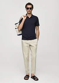 Slim-fit cotton piqué textured polo shirt