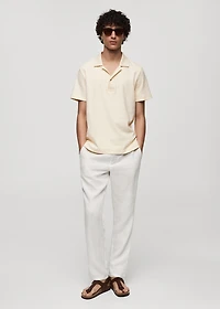 Regular-fit textured cotton polo shirt