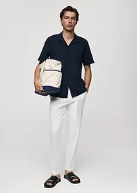 Regular-fit 100% seersucker cotton shirt