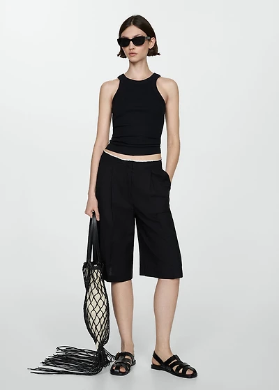 Ribbed cotton-blend top