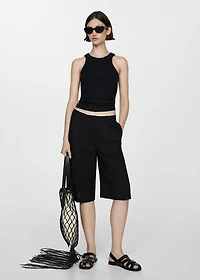 Ribbed cotton-blend top