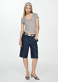 Semi-transparent polo neck t-shirt