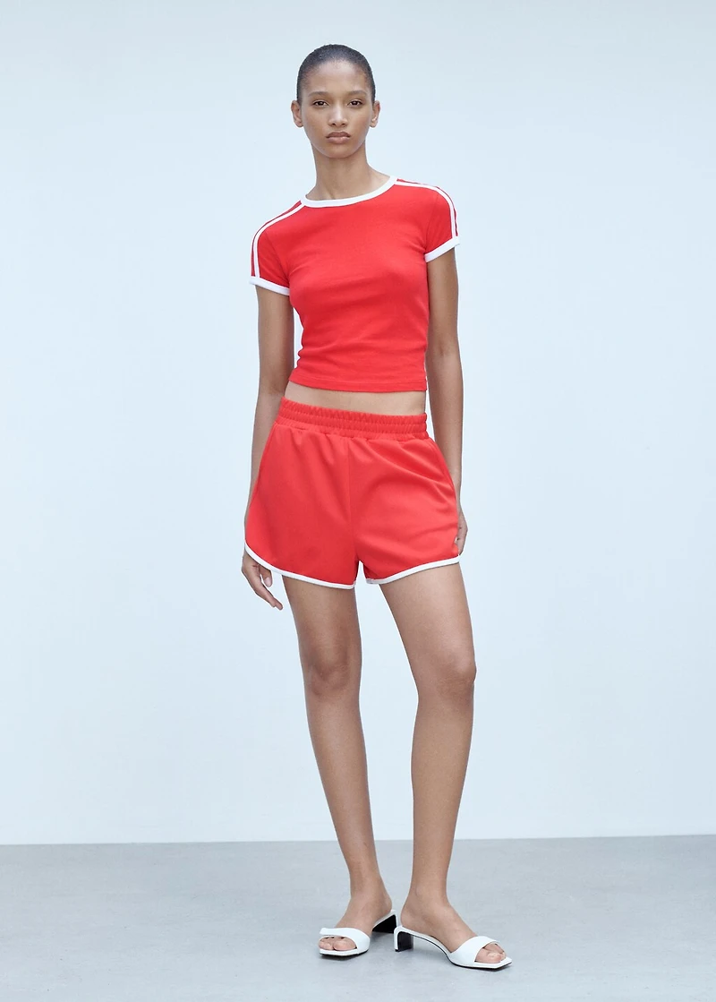 Straight shorts with contrasting trim