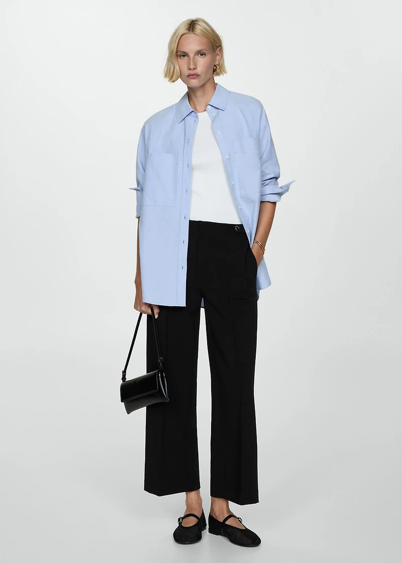 Buttons straight-fit pants