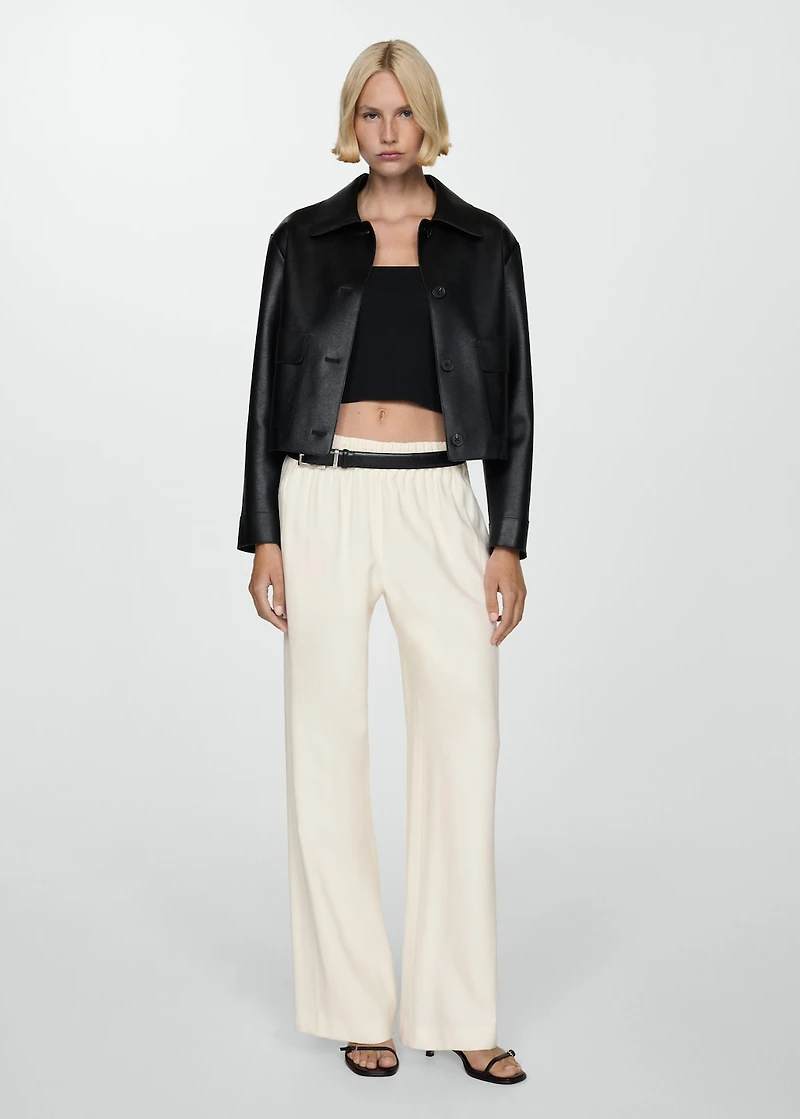 Wide leg pants with elastic waist