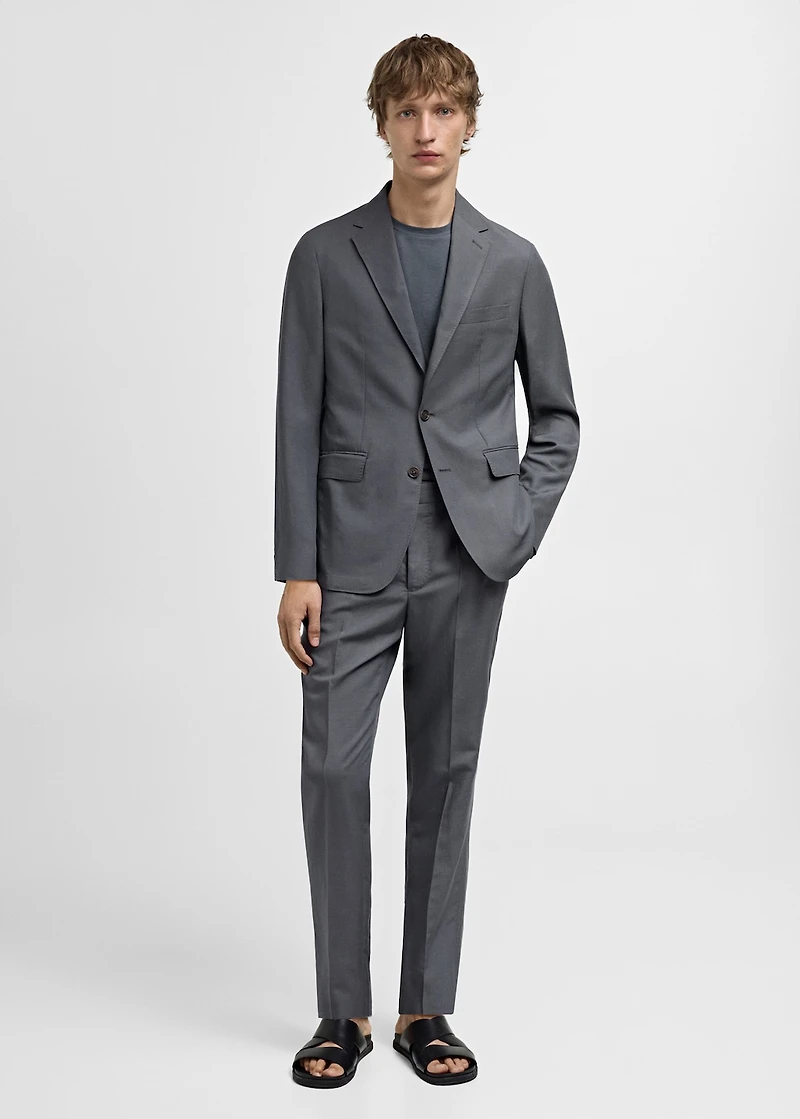 Slim-fit linen-blend suit jacket