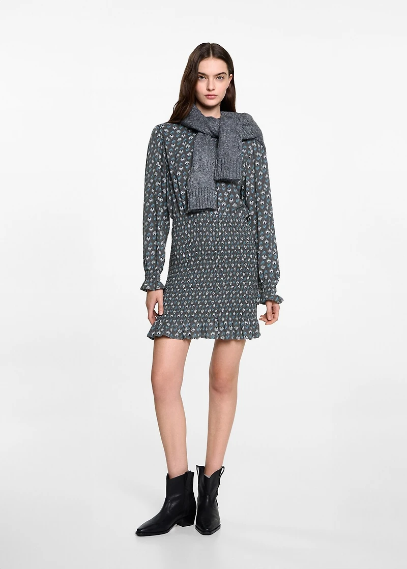 Printed dress with ruffled detail