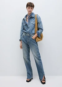 Medium-rise straight jeans with slits