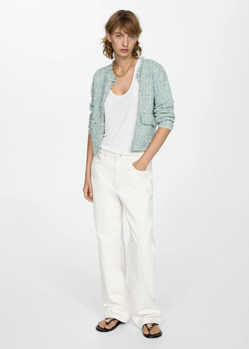 Tweed jacket with frayed ends