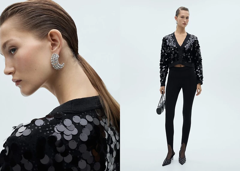 Paillettes knit cardigan