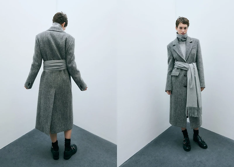 Flecked wool-blend coat