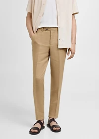 100% linen slim-fit suit pants
