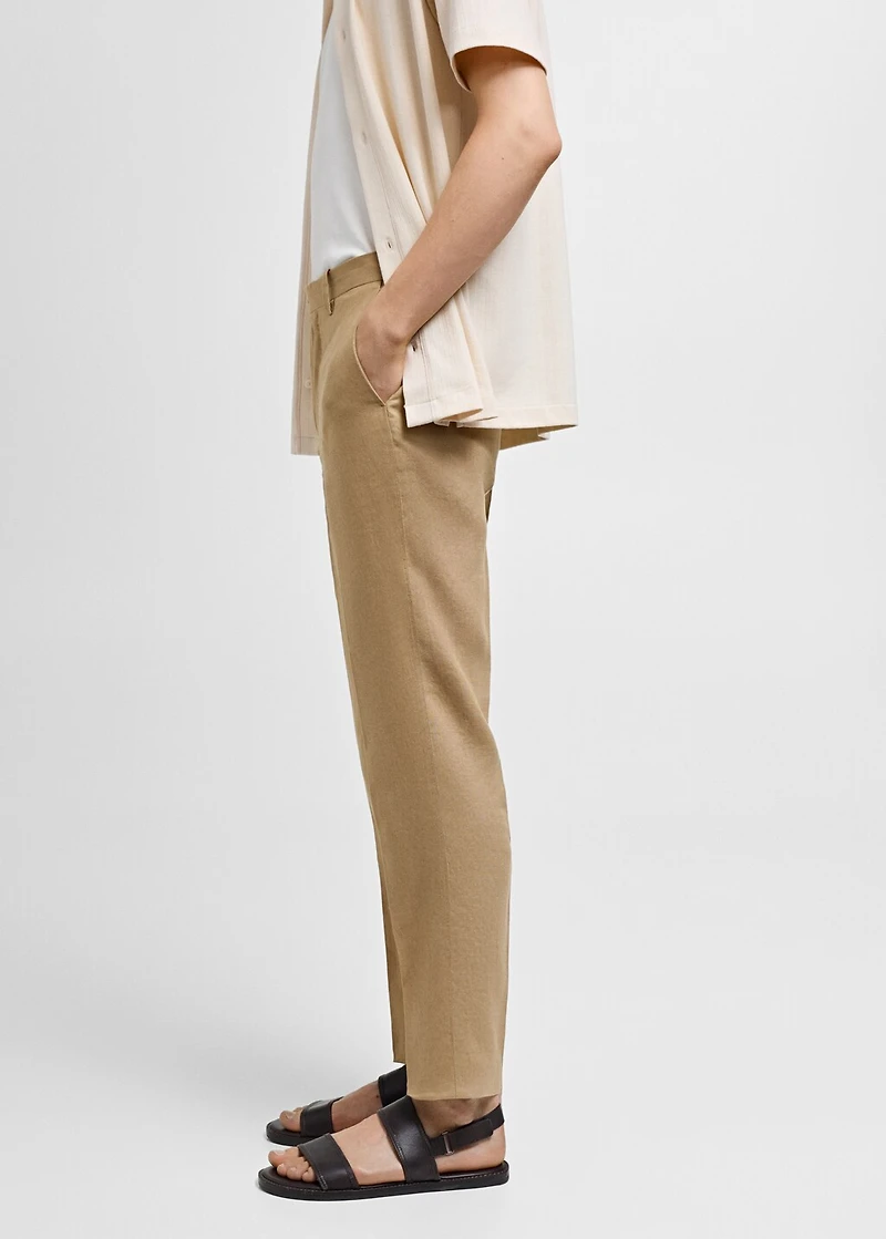 100% linen slim-fit suit pants