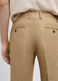 100% linen slim-fit suit pants