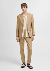 100% linen slim-fit suit pants