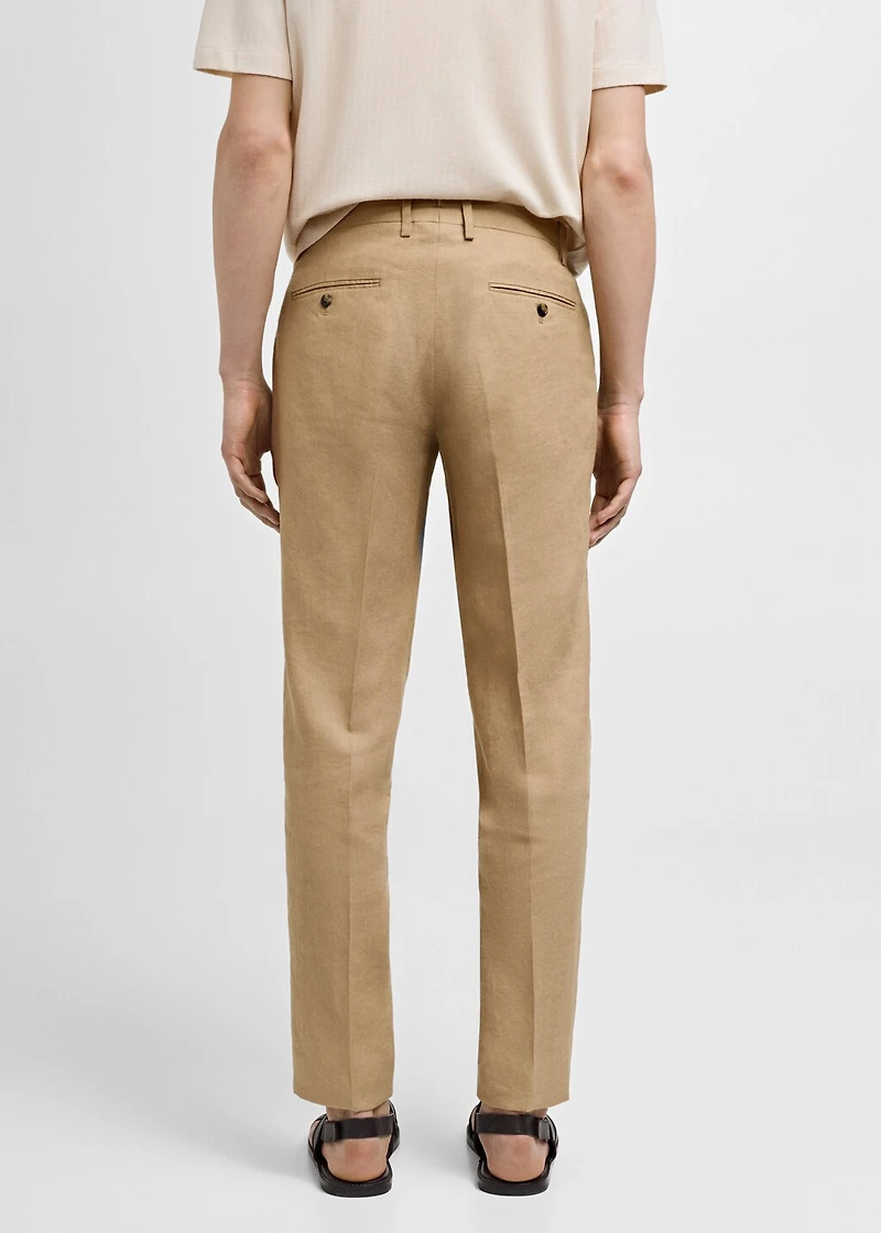 100% linen slim-fit suit pants