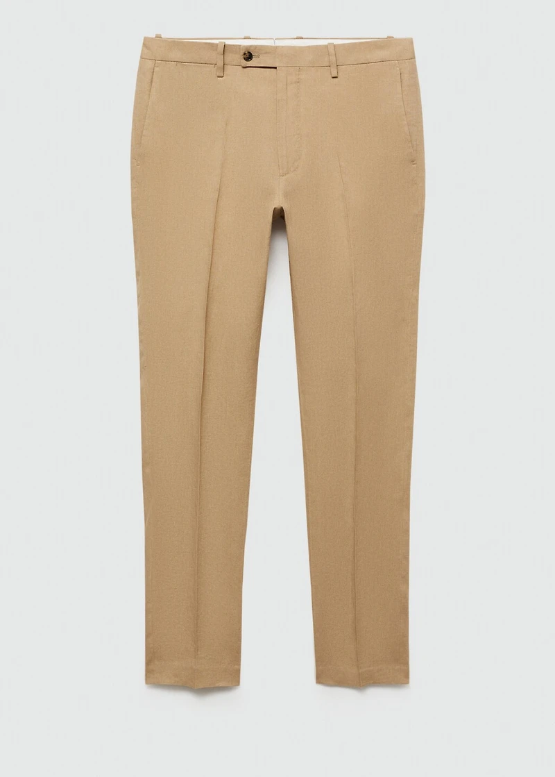 100% linen slim-fit suit pants